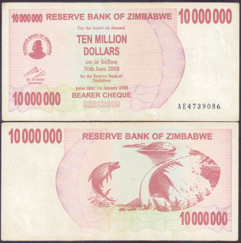 2008 Zimbabwe 10 Million Dollars (P.55) L000195